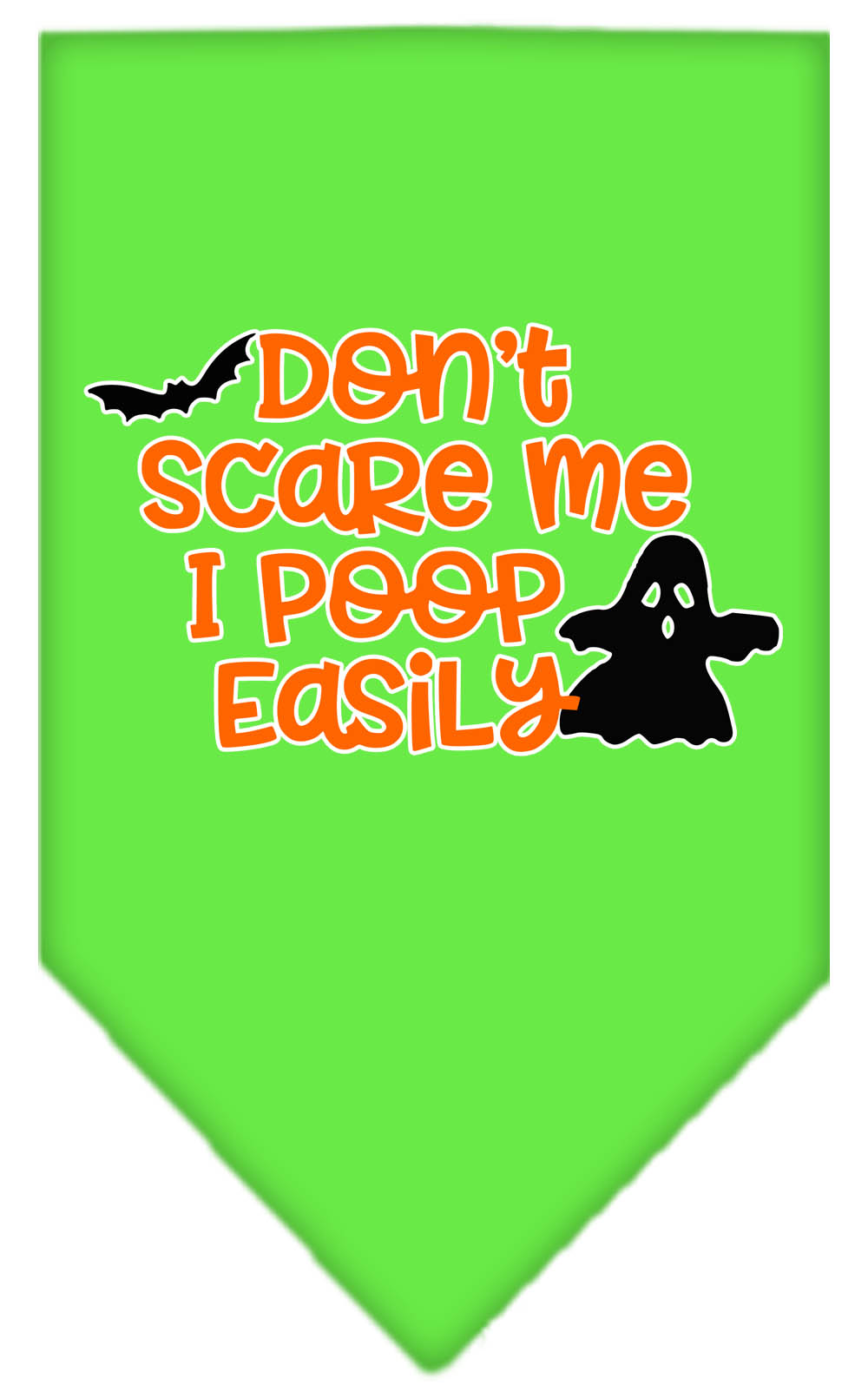 Don't Scare Me, Poops Easily Screen Print Bandana Lime Green Small